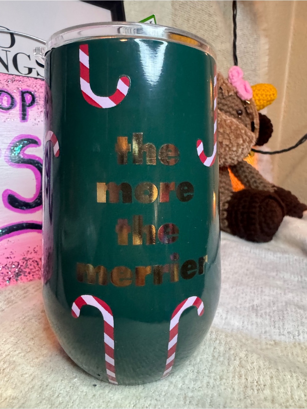 kate spade Green Holiday Tumbler with Candy Cane Motif - Picture 2 of 3